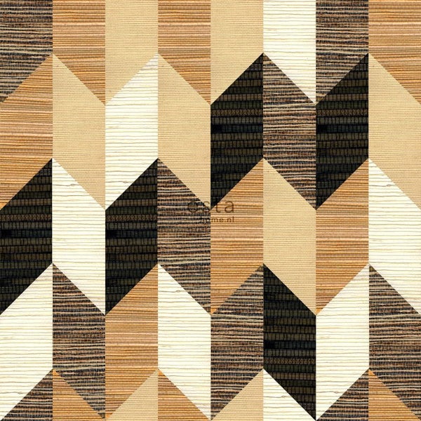 ESTAhome XXL-Vliestapete grafisches Muster Schwarz, Braun und Beige - 50 x 900 cm - 158919