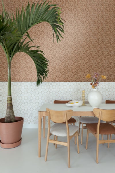 ESTAhome Tapete Blumenmuster Terrakottabraun - 50 x 900 cm - 139786