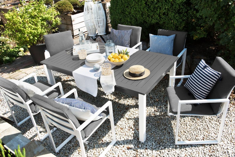 Gartenmöbel Set 6-Sitzer PANCOLE inkl. Kissen Metall Grau