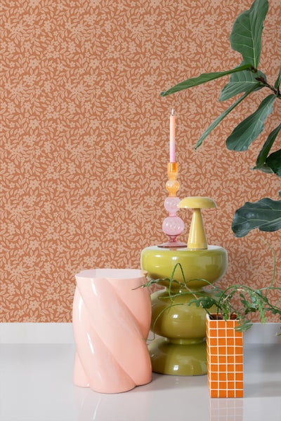 ESTAhome Tapete Blumen Terrakotta - 50 x 900 cm - 131442