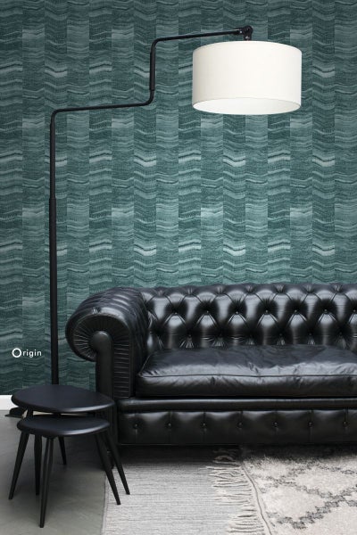 Origin Wallcoverings Tapete Zick-Zack-Mamorstreifen Petrolblau - 53 cm x 10.05 m - 337249