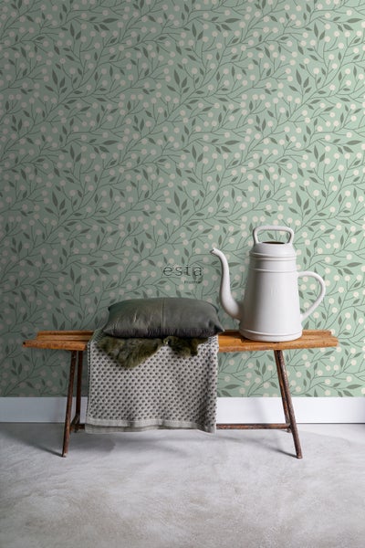 ESTAhome Tapete Blumenmuster Mintgrün - 50 x 900 cm - 139592