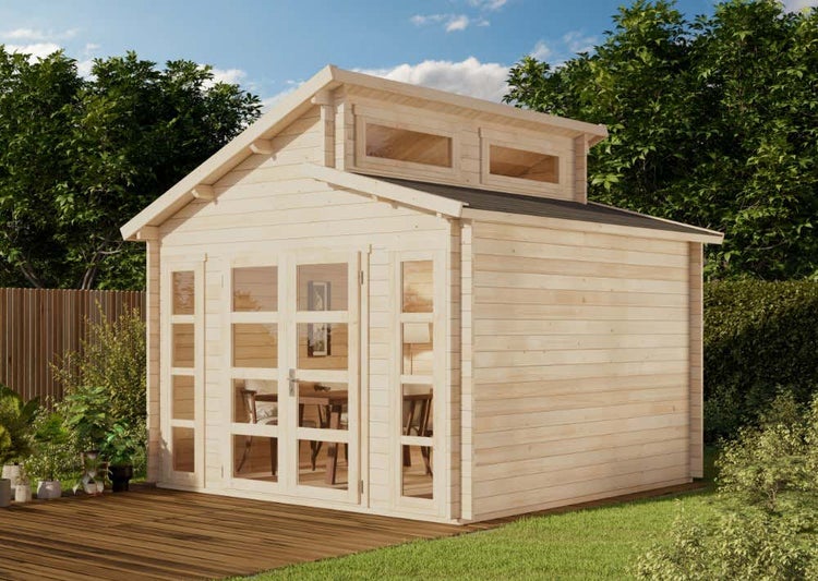 Alpholz Gartenhaus Vinea aus Massiv-Holz, Gerätehaus mit 40 mm Wandstärke, Garten Holzhaus inklusive Montagematerial, Geräteschuppen Größe: 350 x 350 cm, Doppel-Pultdach