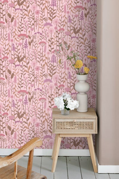 ESTAhome Tapete Feldblumen Rosa - 50 x 900 cm - 131551