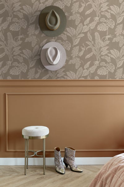 ESTAhome Tapete Affen und Dschungelblätter Taupe - 50 x 900 cm - 139864