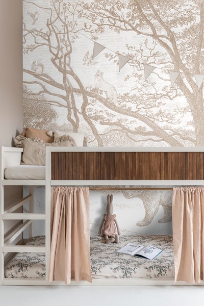 ESTAhome Fototapete Wald mit Waldtieren Beige - 3,5 x 2,79 m - 159064