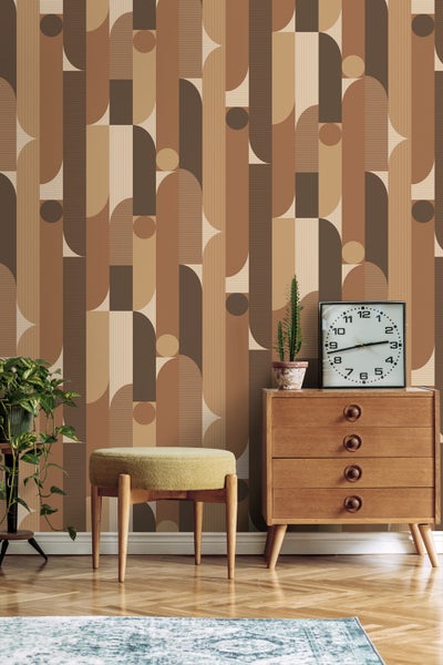 ESTAhome Tapete geometrische Formen Braun - 50 x 900 cm - 131063
