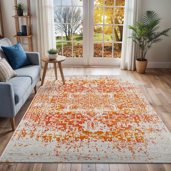 Vintage Orientalischer Teppich Orange/Weiß 200x275 cm JULIETTE
