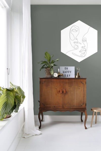 ESTAhome Wandtattoo Line Art Gesichter Schwarz-Weiß - 70 x 81 cm - 159001
