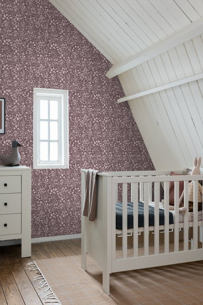 ESTAhome Tapete Blumen Aubergineviolett - 50 x 900 cm - 131254