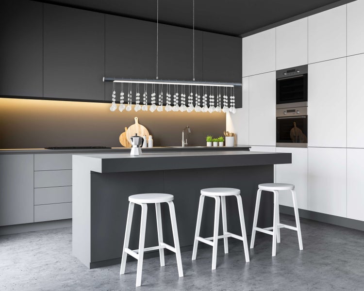LED Pendelleuchte NOBILIS Länge ca. 100 cm, aus Metall und Kunststoff in Grau, mit fest verbauten LEDs, Beleuchtung für Wohnzimmer, Esszimmer oder Büro