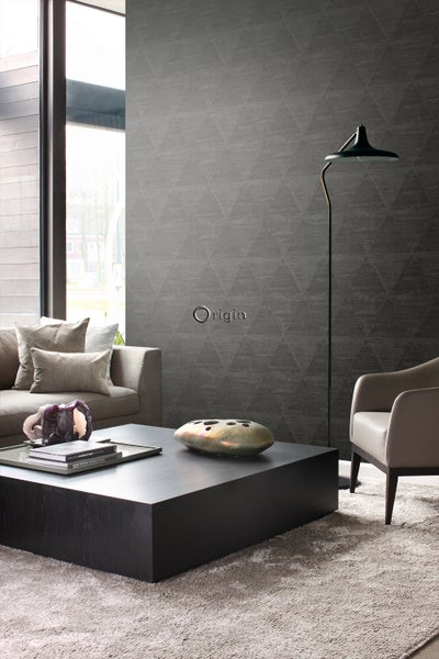 Origin Wallcoverings Tapete verwitterte Metalldreiecke Schwarz - 53 cm x 10.05 m - 337605