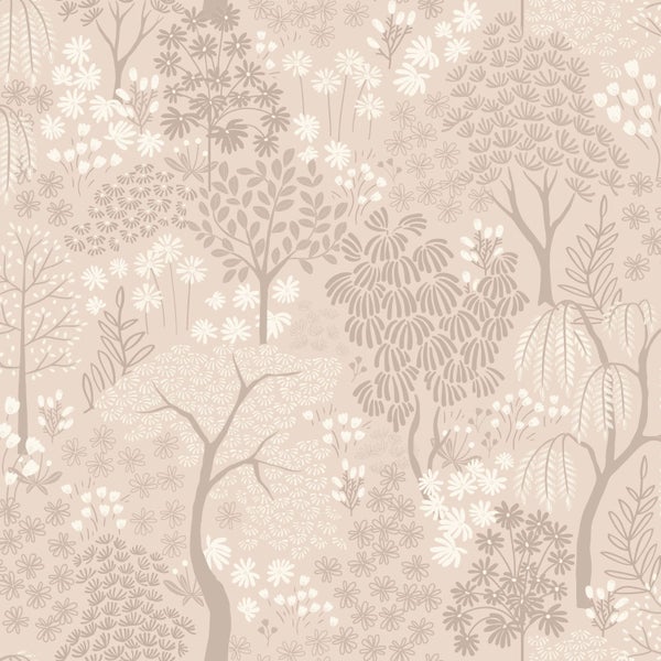 ESTAhome Tapete Bäumen und Blumen Beige - 50 x 900 cm - 131648
