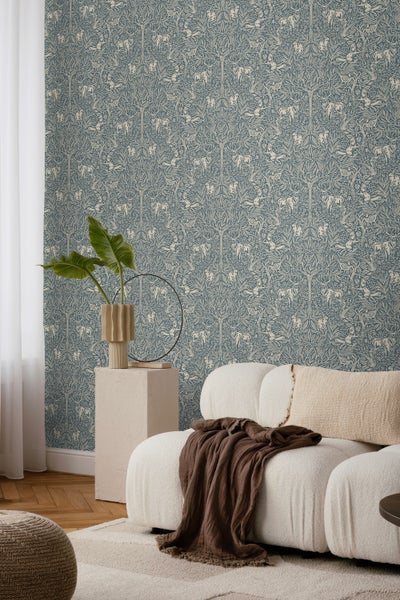 Borastapeter Tapete Blätter Graublau - 53 cm x 10.05 m - 660561