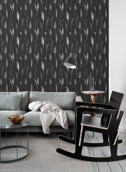ESTAhome Tapete Pampasgras Antrazitgrau - 50 x 900 cm - 139389
