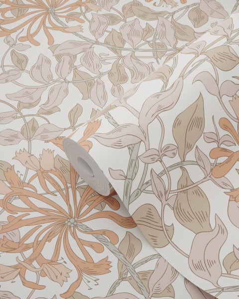 ESTAhome Tapete Blumen Terrakotta und Altrosa - 50 x 900 cm - 131027