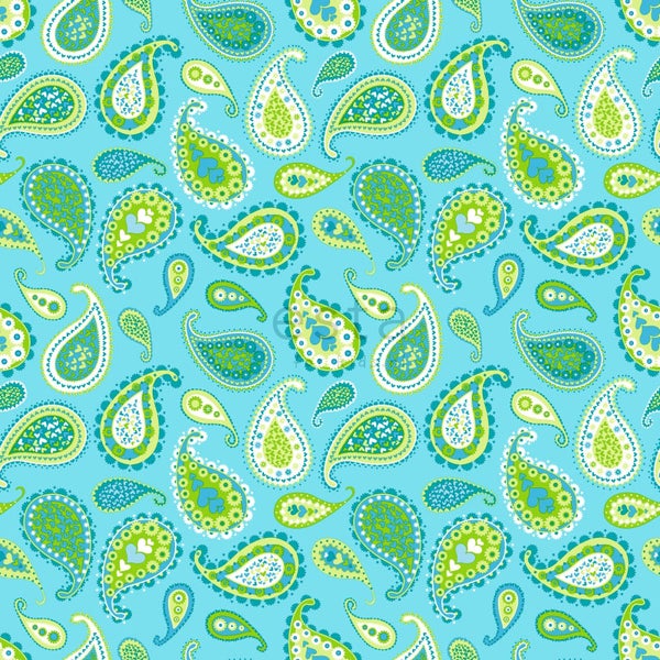 ESTAhome Tapete Paisley-Muster Türkis und Lindgrün - 53 cm x 10.05 m - 115827