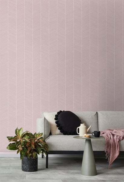 Walls4You Tapete Fischgrätmuster Rosa - 53 cm x 10.05 m - 935322