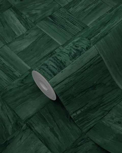 Origin Wallcoverings Tapete quadratische Holzstücke Dunkelgrün - 50 x 900 cm - 347934