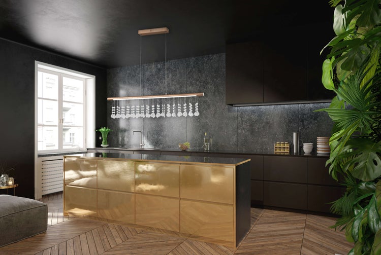 LED Pendelleuchte NOBILIS Länge ca. 100 cm, aus Metall und Kunststoff in satin-nickel, mit fest verbauten LEDs, Beleuchtung für Wohnzimmer, Esszimmer oder Büro