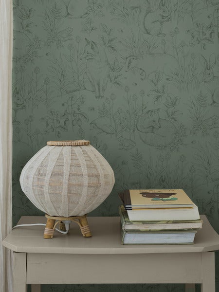 Dekorative Tapete mit Frucht- und Blumenmuster im Vintage-Stil