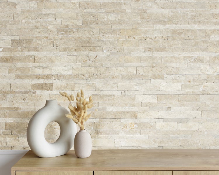 Wohnrausch Wandverblender Naturstein Travertin Paneele CREMA, beige