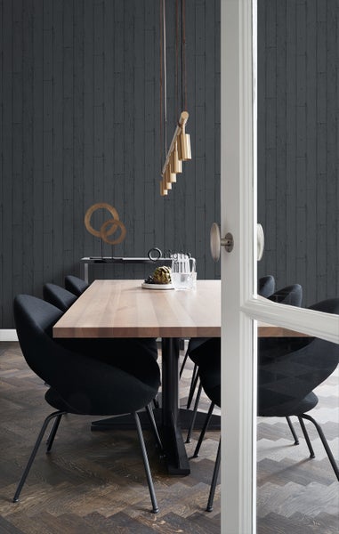 Origin Wallcoverings Tapete Holz-optik Antrazitgrau - 53 cm x 10.05 m - 347537