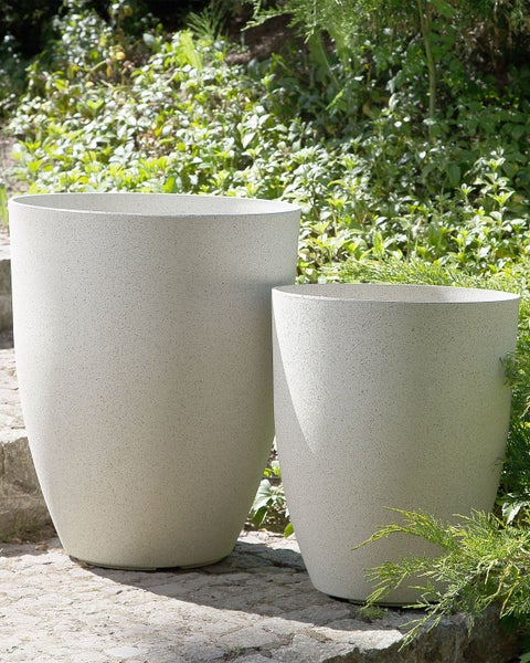 Set mit 2 Blumentöpfen CROTON Stein 43 cm Cremeweiß