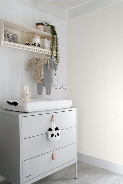 ESTAhome Tapete feine Punkte Crême-Weiß und Rosa - 53 cm x 10.05 m - 137314