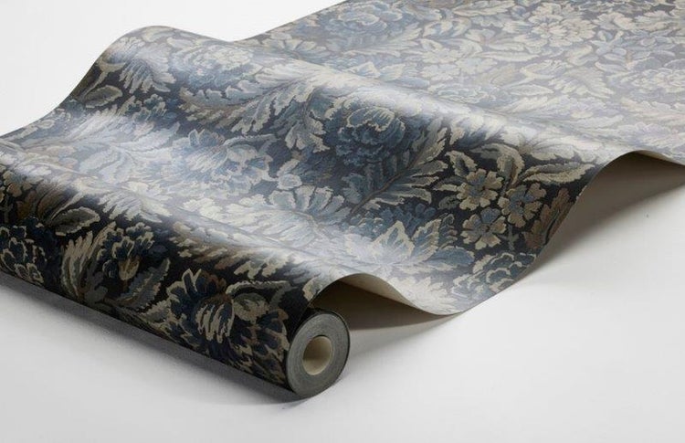 Borastapeter Tapete Blumenmuster Graublau - 53 cm x 10.05 m - 660221