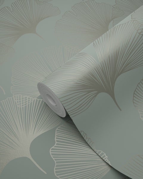 Origin Wallcoverings Tapete Ginkgoblätter Salbeigrün - 53 cm x 10.05 m - 347733