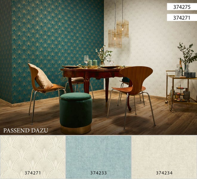 Detailaufnahme einer Tapete mit Art-déco-Muster