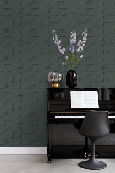 Origin Wallcoverings Tapete 3D-Würfel Antrazitgrau - 50 x 900 cm - 347900