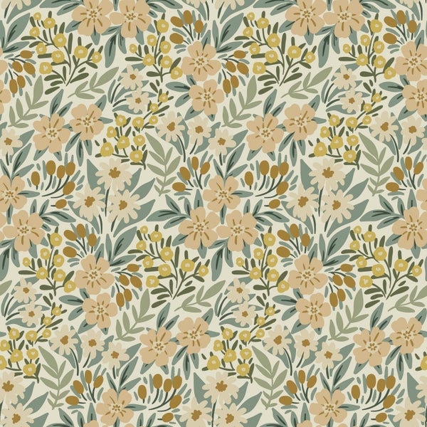 ESTAhome Tapete Blumen Graugrün - 50 x 900 cm - 131448