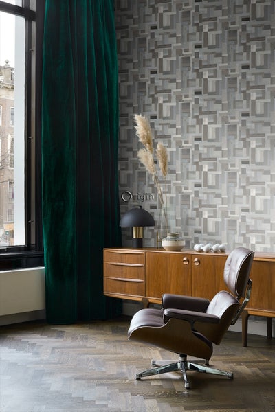 Origin Wallcoverings Tapete Altholz-Motiv Hellgrau und Taupe - 53 cm x 10.05 m - 337223