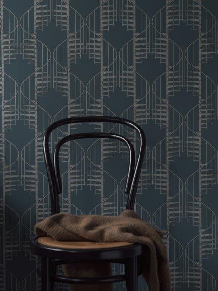Borastapeter Tapete grafisches Motiv Graublau - 53 cm x 10.05 m - 660980