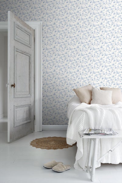 Sanders und Sanders Tapete Blumen Blau und Crême-Weiß - 53 cm x 10 m - 640403