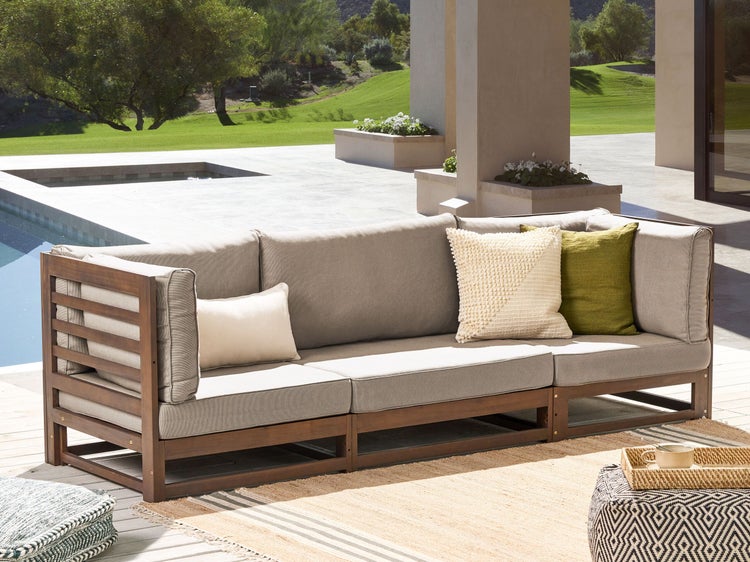 Gartensofa 3-Sitzer TRANI modular zertifiziertes Akazienholz Dunkelbraun