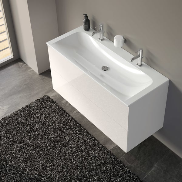 KEUCO Emma Badmöbel-Set 120 cm 2-teilig, mit Doppelwaschtisch und Unterbau