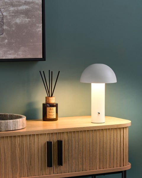 Kabellose LED Tischlampe BOJO mit Dimmer Metall Weiß