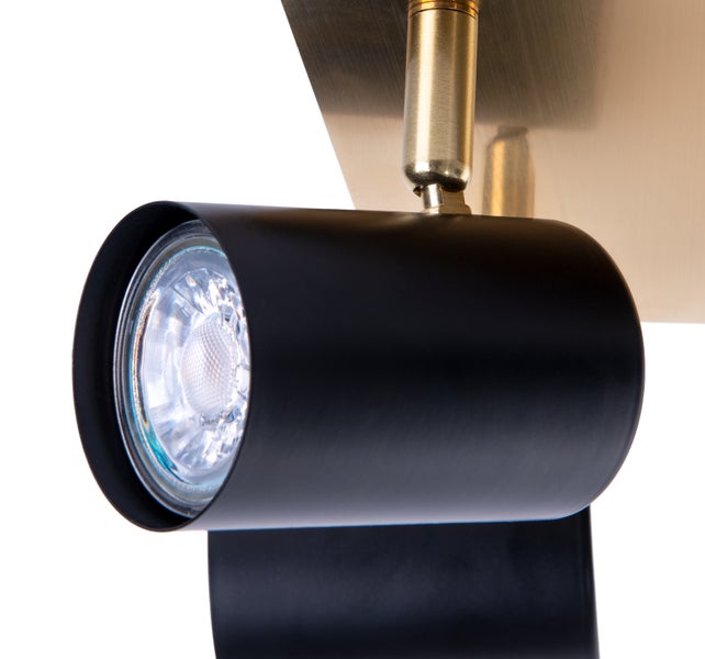 Schwarzer Strahler mit LED-Leuchtmittel zur Deckenmontage