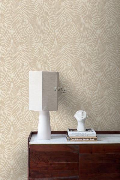 ESTAhome Tapete Palmblätter Hellbeige - 53 cm x 10.05 m - 139430