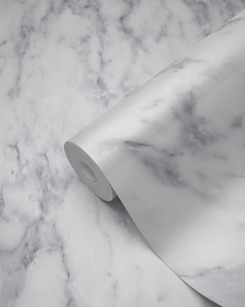 Origin Wallcoverings Tapete Marmor-Optik Elfenbeinweiß - 53 cm x 10.05 m - 347388