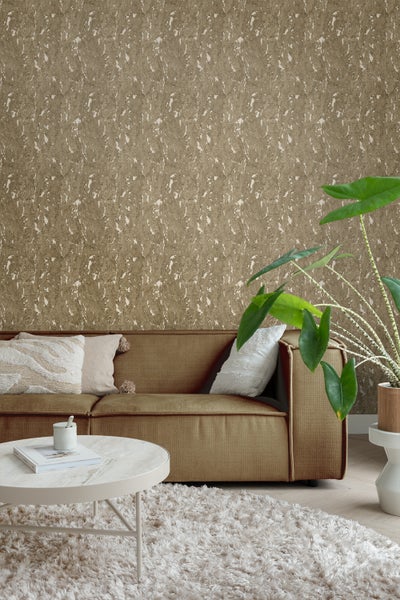 ESTAhome Tapete Kork Braun und Crême-Weiß - 50 x 900 cm - 139336