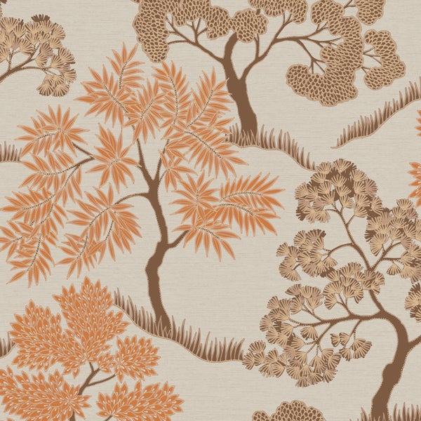 Tapete - Bäume neutral - orange gold