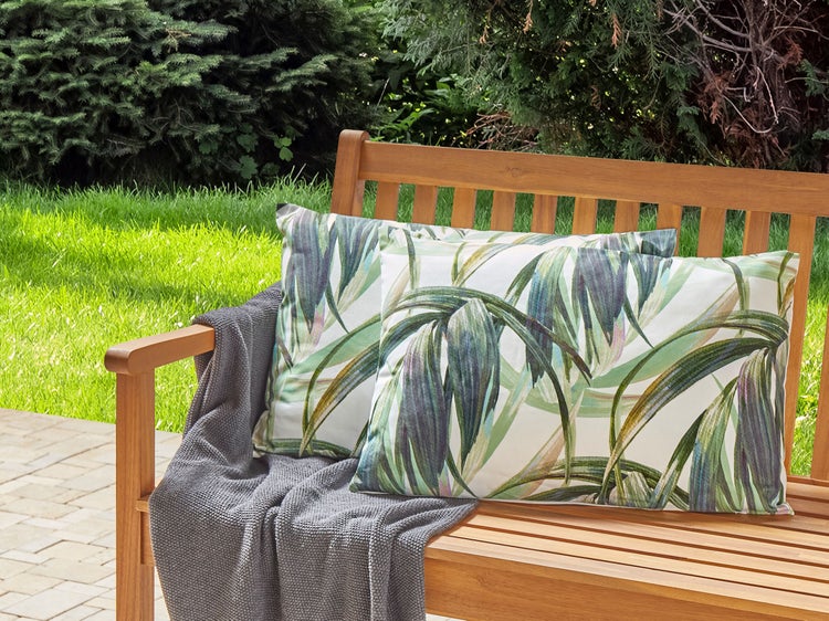 Gartenkissen 2er Set CALDERINA Pflanzenmuster 40 x 60 cm Grün