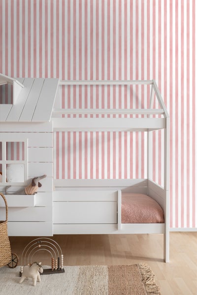 ESTAhome Tapete Streifenmuster Rosa und Weiß - 50 x 900 cm - 131306