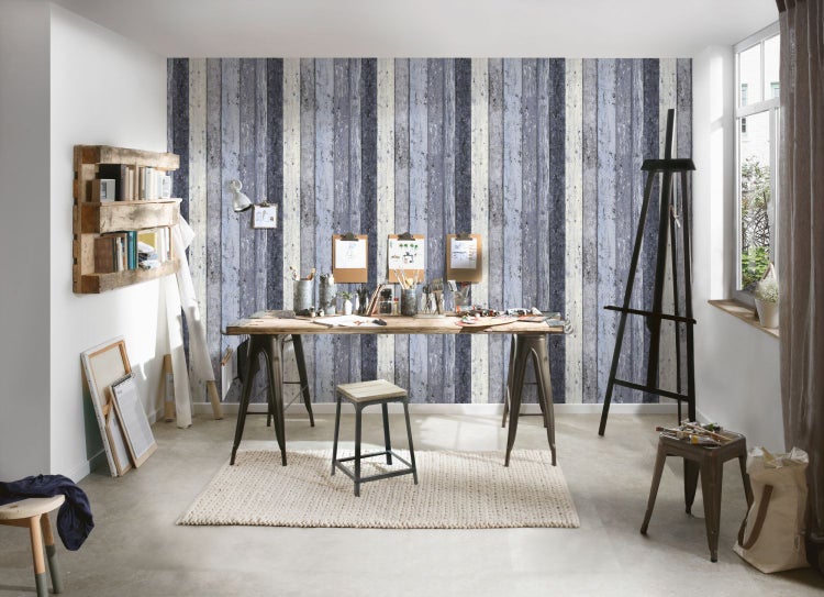 A.S. Création Tapete Holzoptik Blau - 53 cm x 10.05 m - AS-855060
