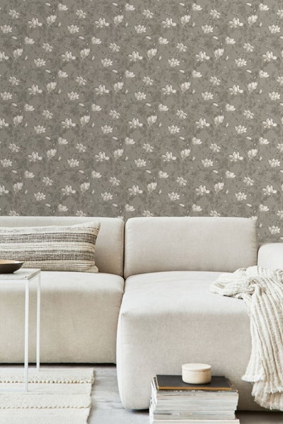 Borastapeter Tapete Blumen Taupe - 53 cm x 10.05 m - 662642