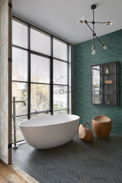 Origin Wallcoverings Tapete Naturstein mit Craquelé-Effekt Smaragdgrün - 53 cm x 10.05 m - 347561
